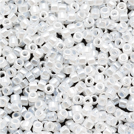 Miyuki Delica Seed Beads, 15/0 Size Lined Crystal White DBS231, Bulk Bag (50g)