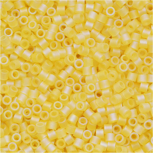 Miyuki Delica Seed Beads, 15/0 Size Matte Pale Yellow AB DBS854, Bulk Bag (50g)