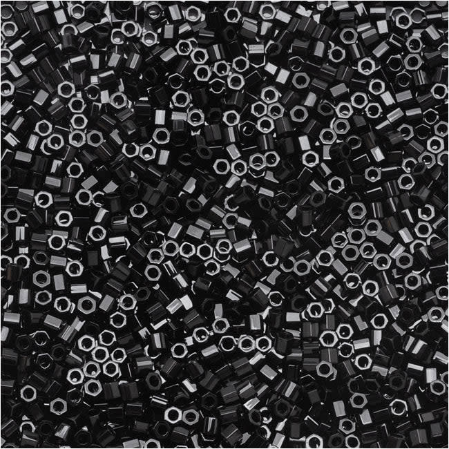 Miyuki Delica Hex Cut Seed Beads, 15/0 Size, Black DBSC0010 (4 Grams)