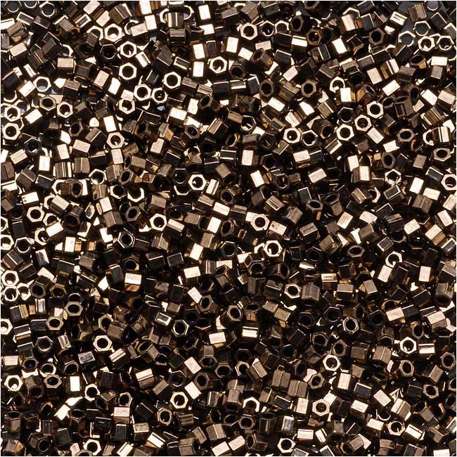 Miyuki Delica Hex Cut Seed Beads, 15/0 Size, Metallic Bronze DBSC022 (4 Grams)