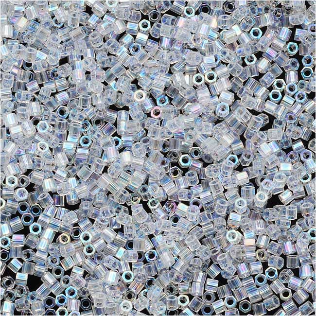 Miyuki Delica Hex Cut Seed Beads, 15/0 Size, Crystal AB DBSC0051 (4 Grams)
