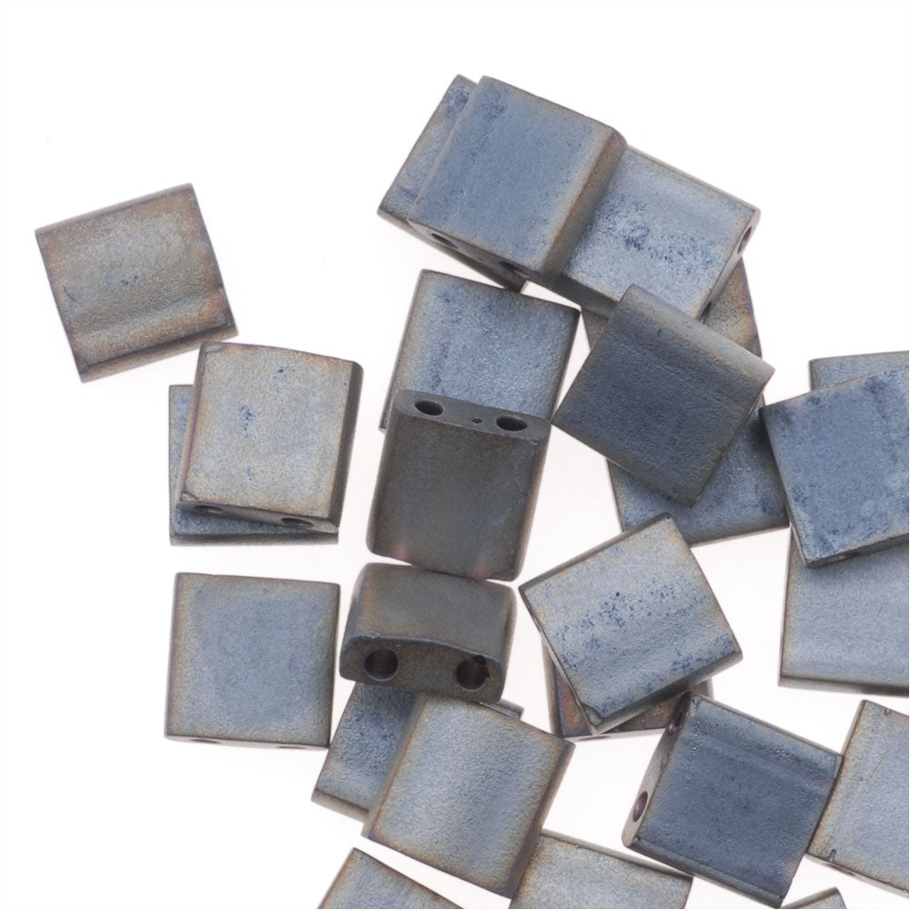 Miyuki Tila 2 Hole Square Beads Matte Metallic Silver Grey 7.2 Grams