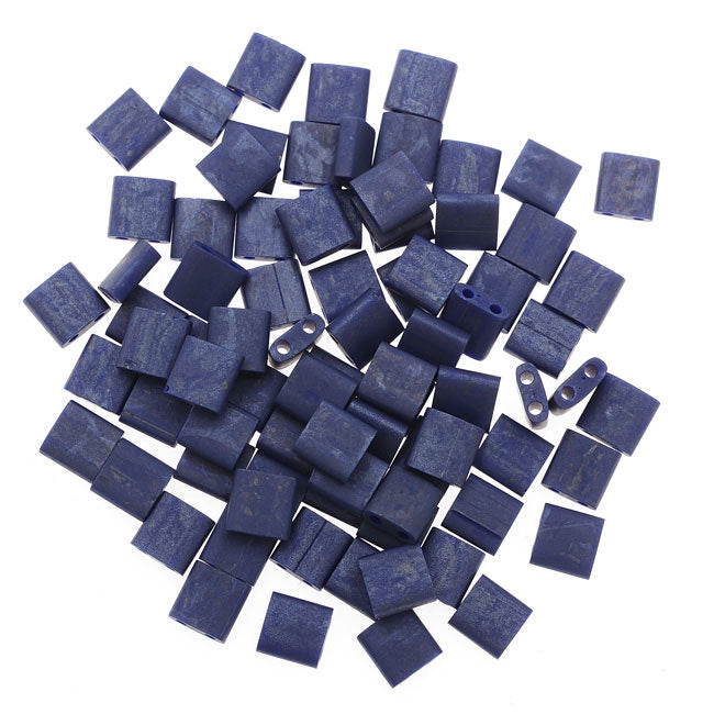 Miyuki Tila 2 Hole Square Beads 5mm - Matte Cobalt Blue 7.2 Grams