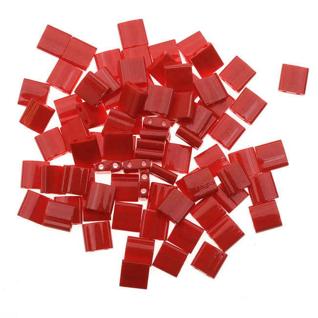 Miyuki Tila 2 Hole Square Beads 5mm - Opaque Red 7.2 Grams