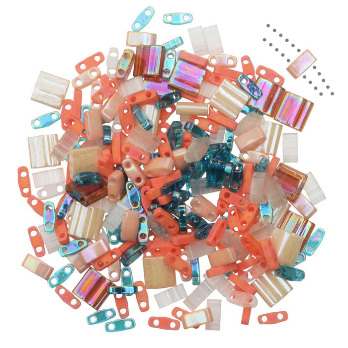 Miyuki Tila Beads, 2-Hole Shape Mixes, Island Hopper (7.2 Gram Tube)