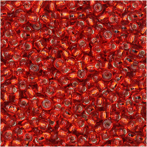 Miyuki Round Seed Beads, 11/0 Size, #10 Transparent Red Silver Lined (8.5 Gram Tube)