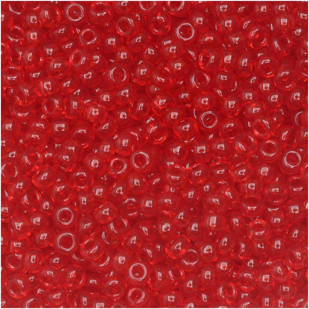 Miyuki Round Seed Beads, 11/0 Size, #141 Transparent Red (8.5 Gram Tube)