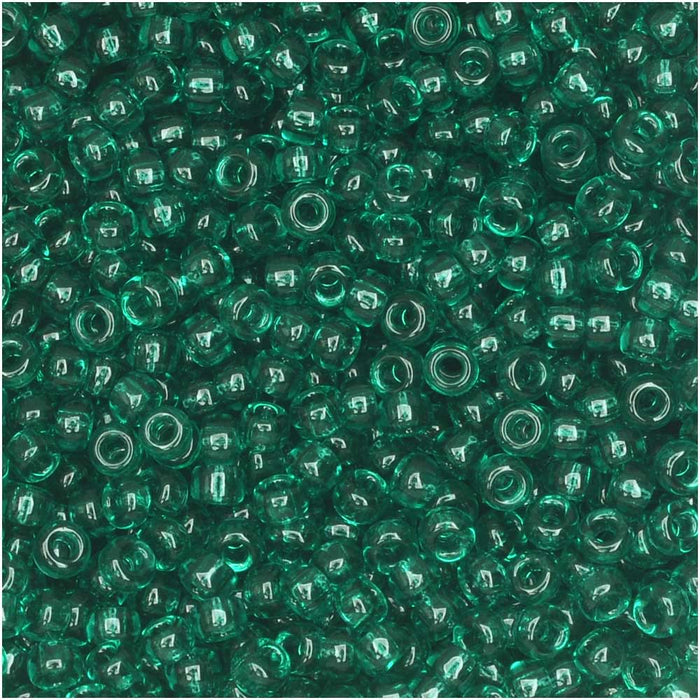 Miyuki Round Seed Beads, 11/0 Size, #147 Transparent Dark Green (8.5 Gram Tube)