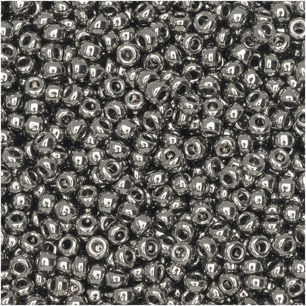 Miyuki Round Seed Beads, 11/0 Size, #190 Nickel Plated, Dark Silver (8.5 Gram Tube)