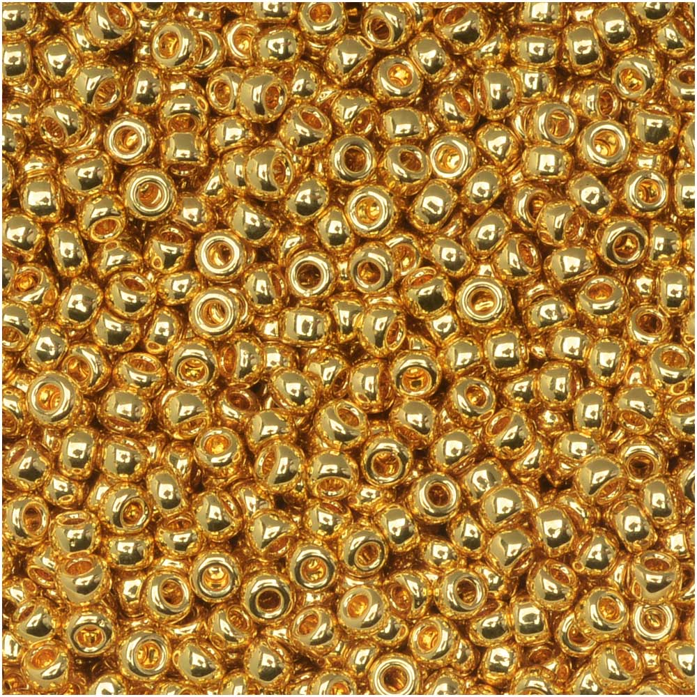 Miyuki Round Seed Beads, 11/0 Size, #191 24Kt Gold Plated (8.5 Gram Tube)