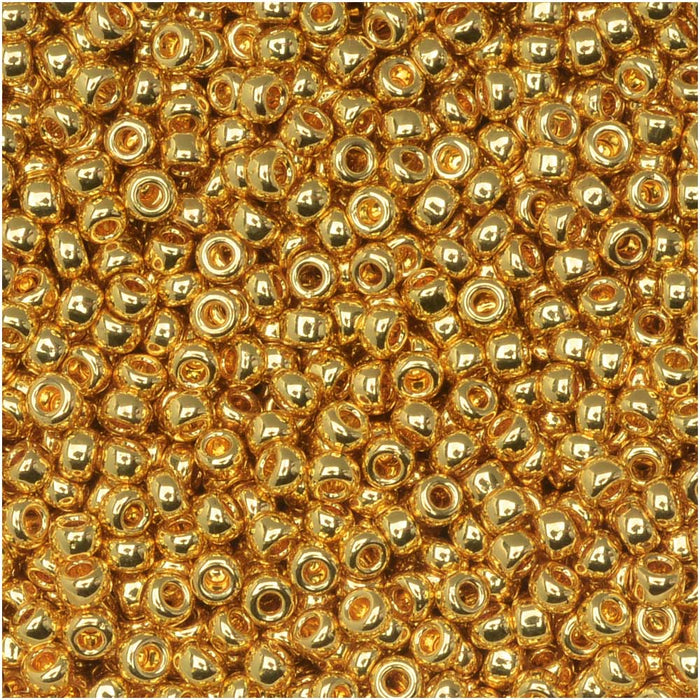 Miyuki Round Seed Beads, 11/0 Size, #191 24Kt Gold Plated (8.5 Gram Tube)
