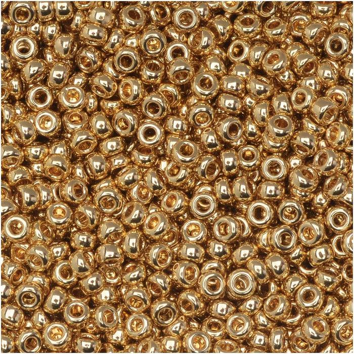 Miyuki Round Seed Beads, 11/0 Size, #193 Light 24Kt Gold Plated (8.5 Gram Tube)
