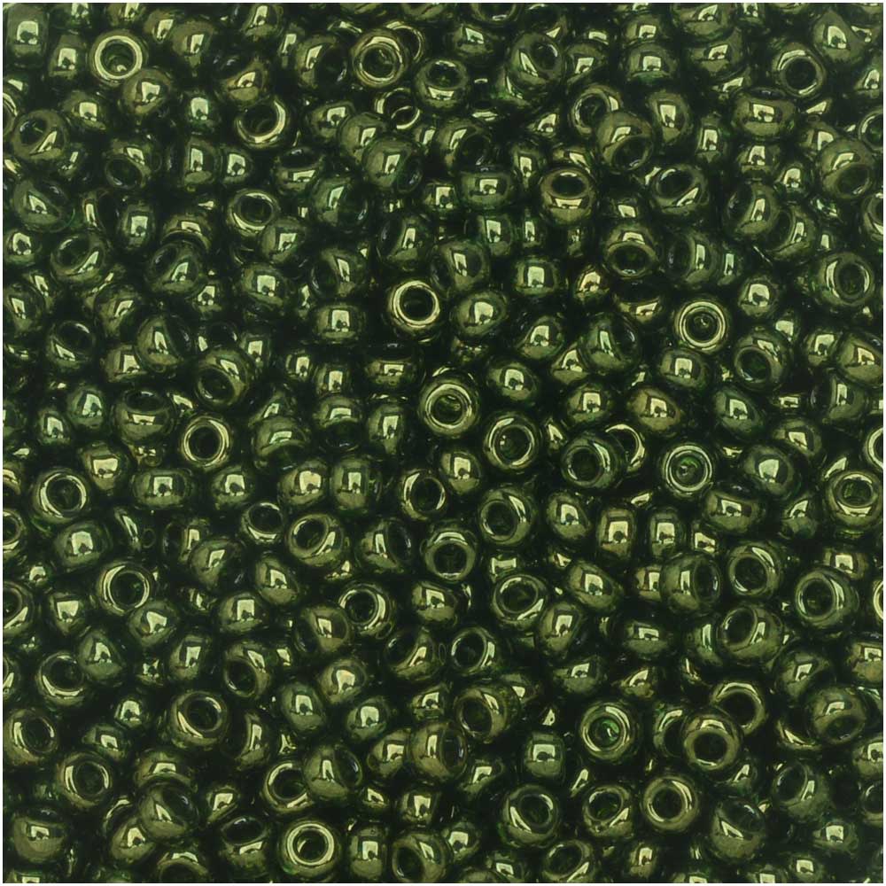 Miyuki Round Seed Beads, 11/0 Size, #306 Olive Green Gold Luster (8.5 Gram Tube)