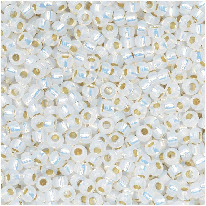 Miyuki Round Seed Beads, 11/0 Size, #551 Gilt Lined Opal (8.5 Gram Tube)