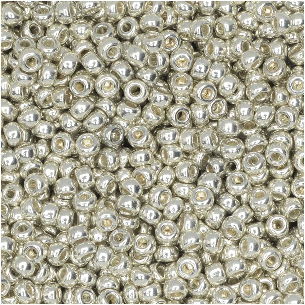 Miyuki Round Seed Beads, 11/0 Size, #1051 Galvanized Silver, Plated (2.5" Tube)