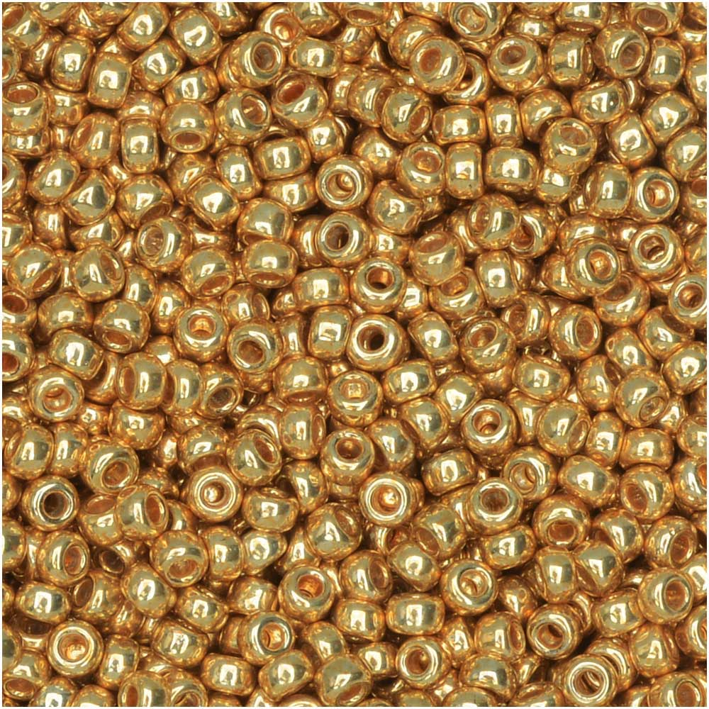 Miyuki Round Seed Beads, 11/0 Size, #1052 Galvanized Dyed Yellow Gold (8.5 Gram Tube)
