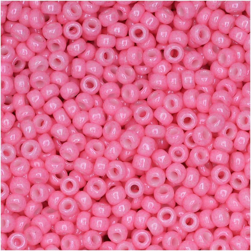 Miyuki Round Seed Beads, 11/0 Size, #1385 Opaque Dyed Pink (8.5 Gram Tube)