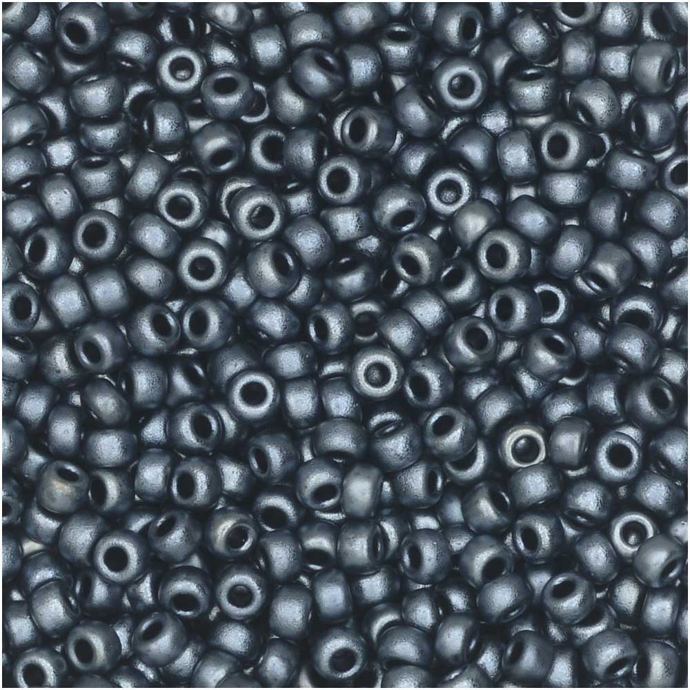 Miyuki Round Seed Beads, 11/0 Size, #2011 Matte Metallic Blue Grey (8.5 Gram Tube)