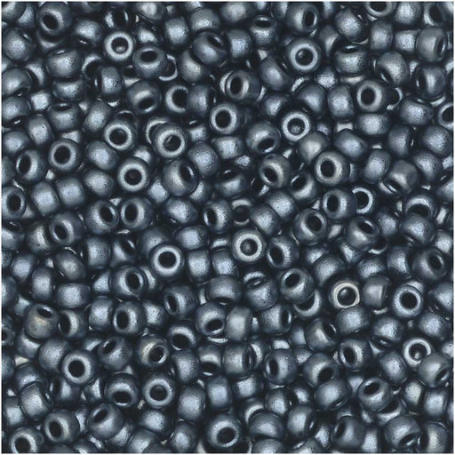 Miyuki Round Seed Beads, 11/0 Size, #2011 Matte Metallic Blue Grey (8.5 Gram Tube)