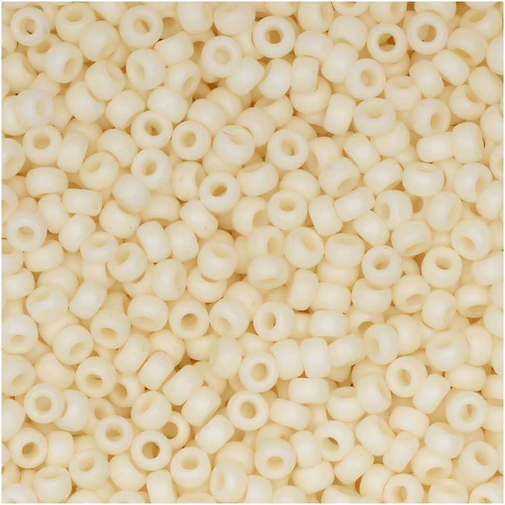 Miyuki Round Seed Beads, 11/0 Size, #2021 Matte Opaque Cream (8.5 Gram Tube)