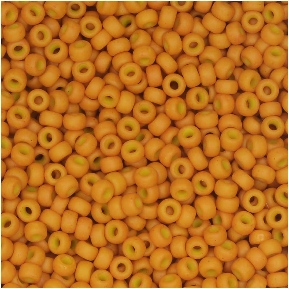 Miyuki Round Seed Beads, 11/0, #2041 Special Dyed Pale Pumpkin, Yellow-Orange (8.5 Gram Tube)