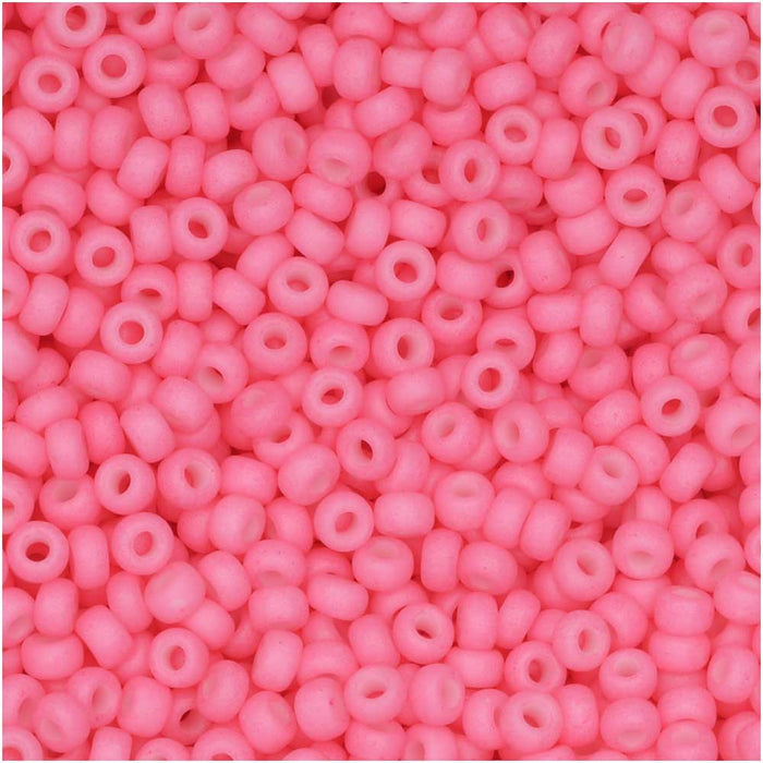 Miyuki Round Seed Beads, 11/0 Size, #2045 Opaque Special Dyed Bright Pink (8.5 Gram Tube)