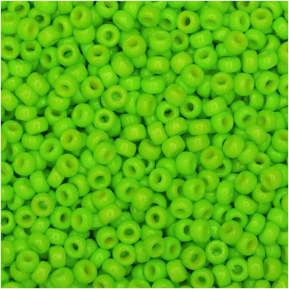 Miyuki Round Seed Beads, 11/0 Size, #4471 Duracoat Opaque Dyed Neon Green (8.5 Gram Tube)