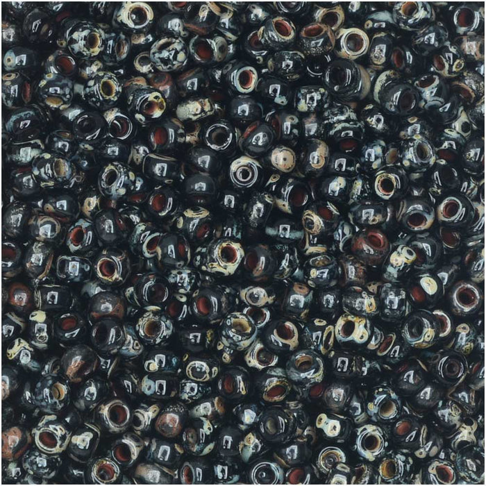 Miyuki Round Seed Beads, 11/0 Size, #4511 Smoky Black Matte Picasso (8.5 Gram Tube)