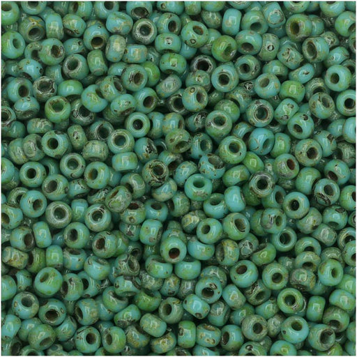 Miyuki Round Seed Beads, 11/0 Size, #4514 Seafoam Green Matte Picasso (8.5 Gram Tube)