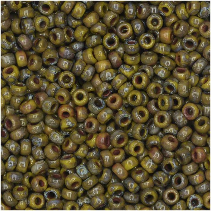 Miyuki Round Seed Beads, 11/0 Size, #4519 Opaque Yellow Picasso (8.5 Gram Tube)