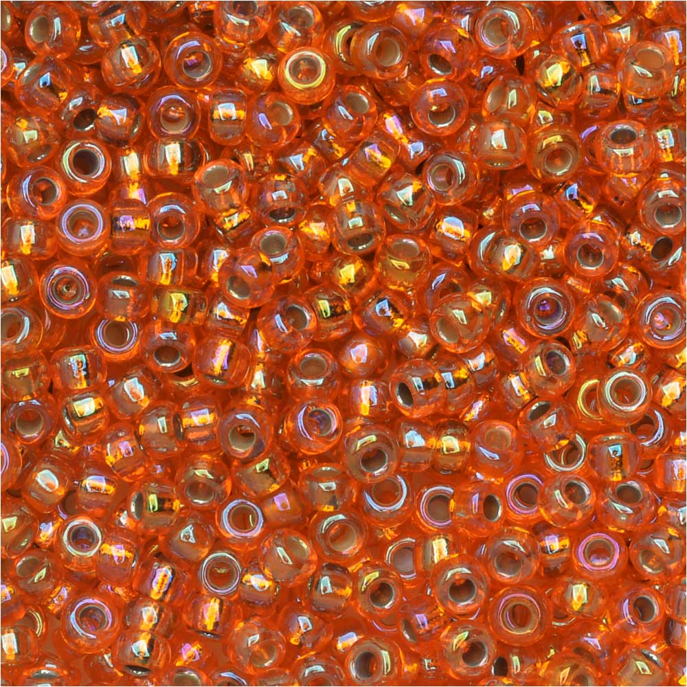 Miyuki Round Seed Beads, 11/0, #1008 Silver Lined Orange AB (8.5 Gram Tube)