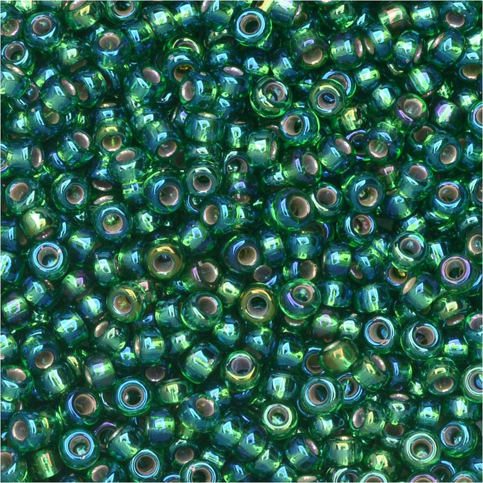 Miyuki Round Seed Beads, 11/0, #1016 Silver Lined Green AB (8.5 Gram Tube)