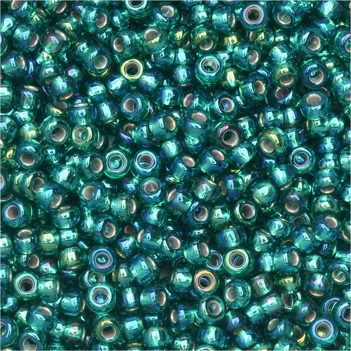 Miyuki Round Seed Beads, 11/0, #1017 Silver Lined Emerald (8.5 Gram Tube)