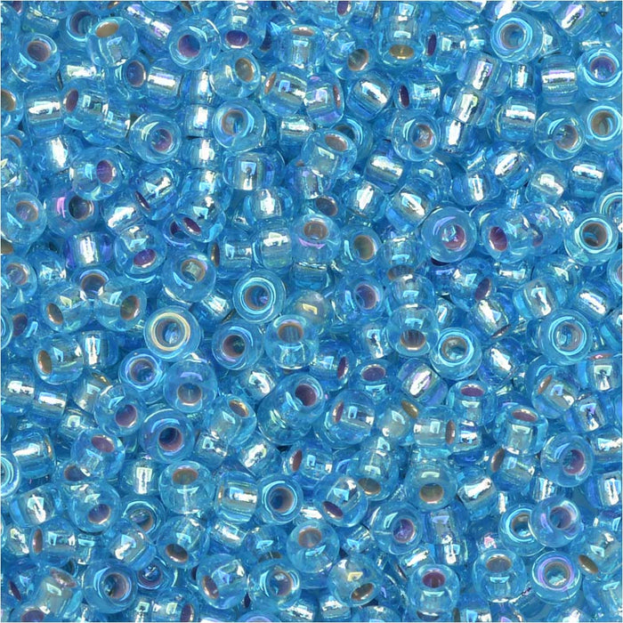 Miyuki Round Seed Beads, 11/0, #1018 Silver Lined Aqua AB (8.5 Gram Tube)