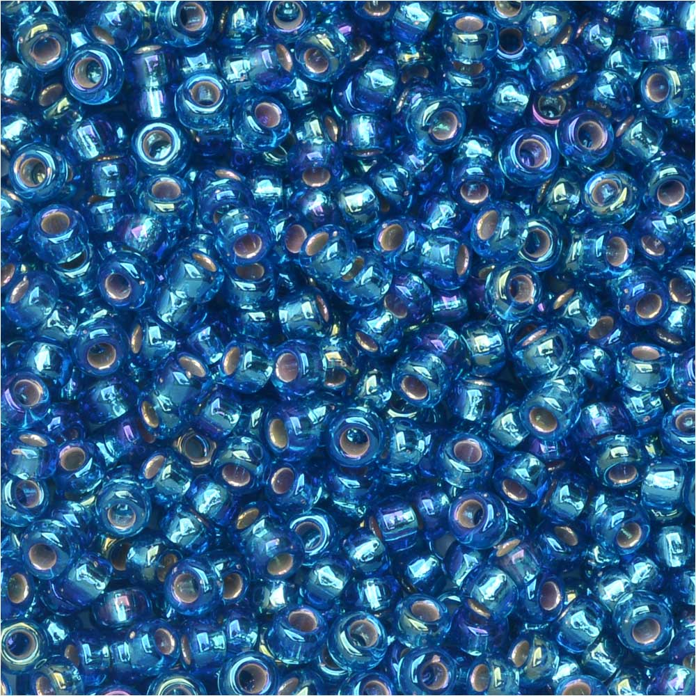 Miyuki Round Seed Beads, 11/0, #1025 Silver Lined Capri Blue AB (8.5 Gram Tube)