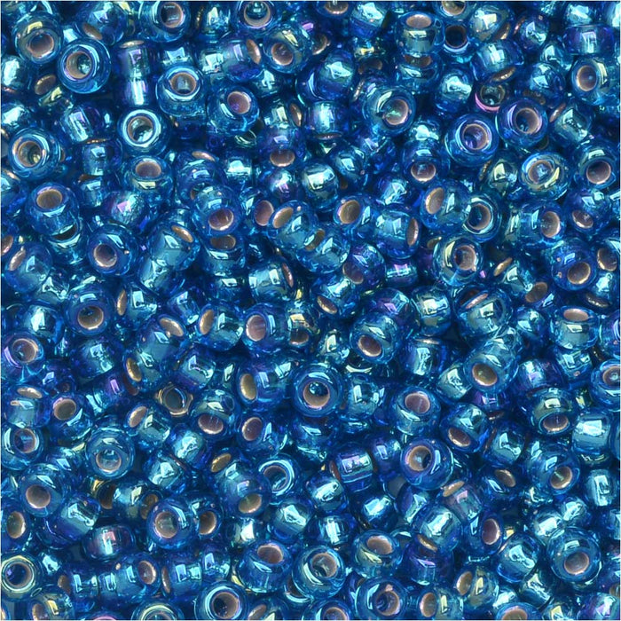 Miyuki Round Seed Beads, 11/0, #1025 Silver Lined Capri Blue AB (8.5 Gram Tube)