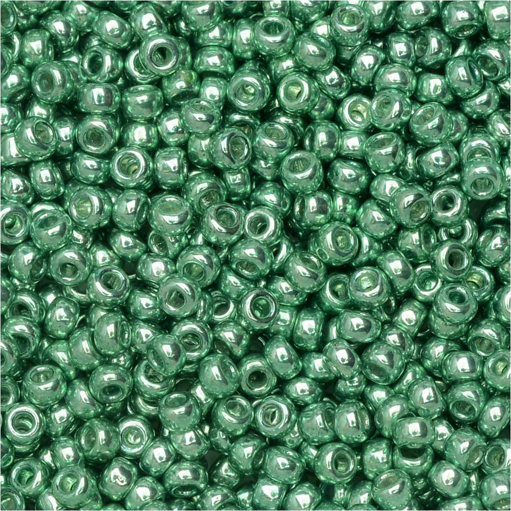 Miyuki Round Seed Beads, 11/0, #1074 Galvanized Green (8.5 Gram Tube)