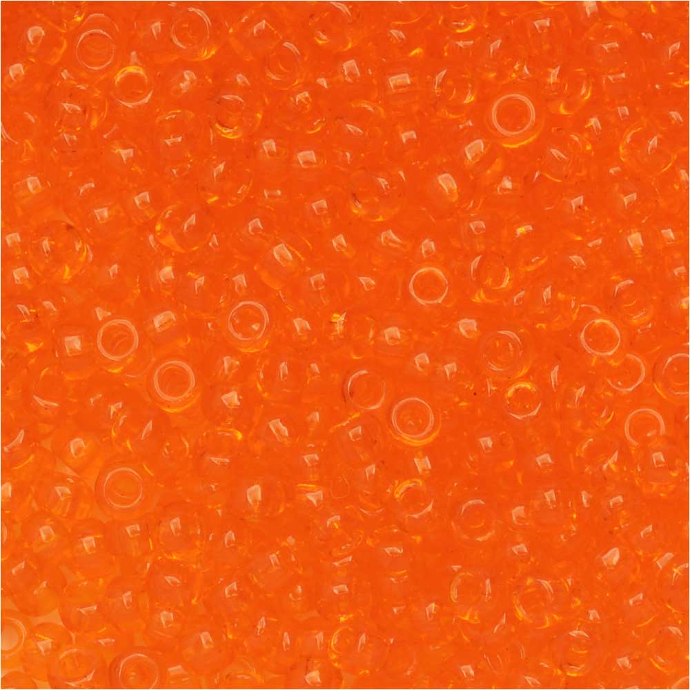 Miyuki Round Seed Beads, 11/0, #138 Transparent Orange (8.5 Gram Tube)