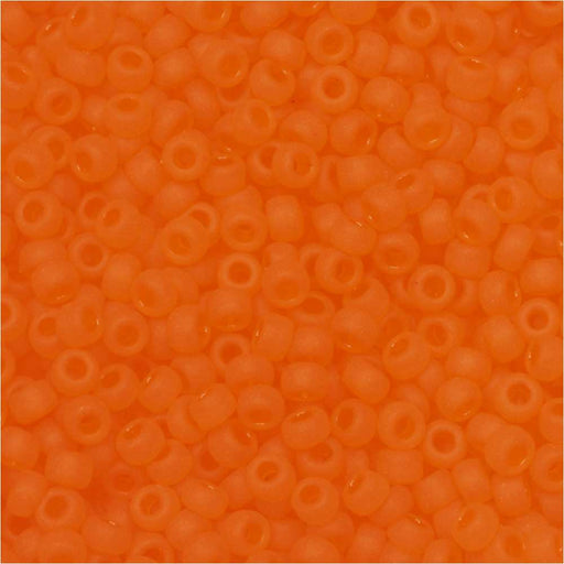 Miyuki Round Seed Beads, 11/0, #138F Matte Transparent Orange (8.5 Gram Tube)