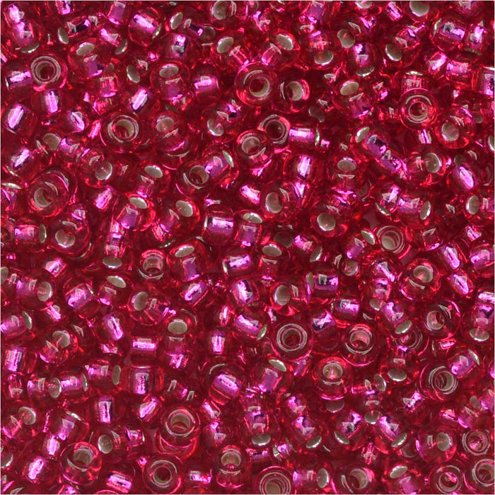 Miyuki Round Seed Beads, 11/0, #1436 Silver Lined Raspberry Transparent (8.5 Gram Tube)
