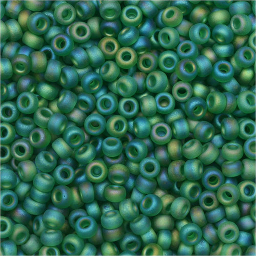 Miyuki Round Seed Beads, 11/0, #146FR Matte Transparent Green AB (8.5 Gram Tube)