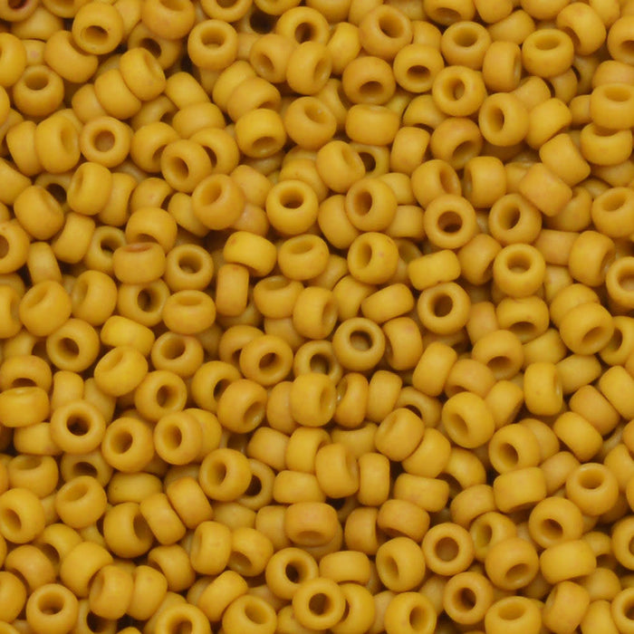 Miyuki Round Seed Beads, 15/0, #91233 Matte Opaque Mustard (8.2 Gram Tube)