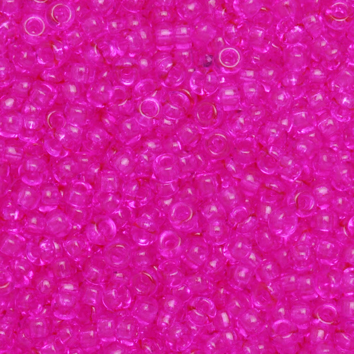 Miyuki Round Seed Beads, 15/0, #91310 Dyed Transparent Fuchsia (8.2 Gram Tube)