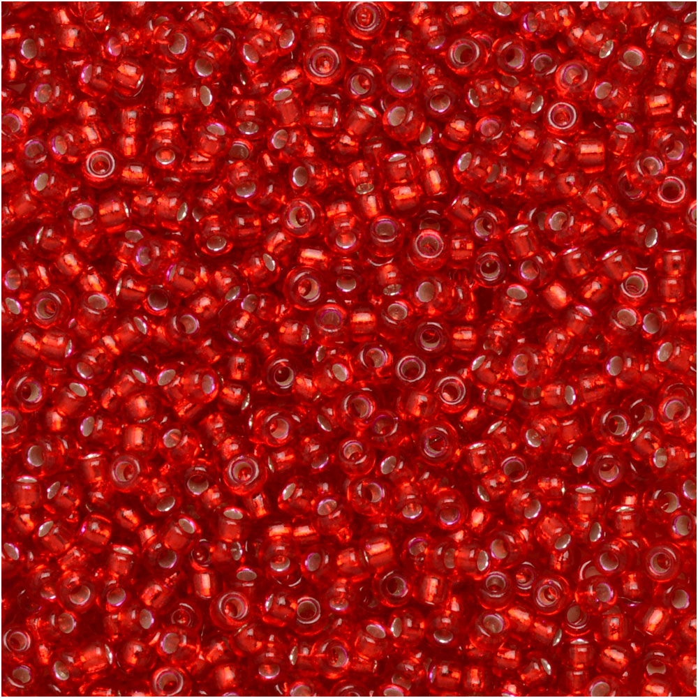 Miyuki Round Seed Beads, 15/0, #91419 Silver Lined Red (8.2 Gram Tube)