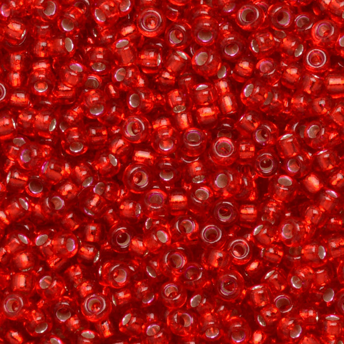 Miyuki Round Seed Beads, 15/0, #91419 Silver Lined Red (8.2 Gram Tube)