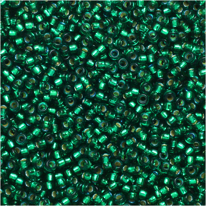 Miyuki Round Seed Beads, 15/0, #91422 Silver Lined Emerald (8.2 Gram Tube)