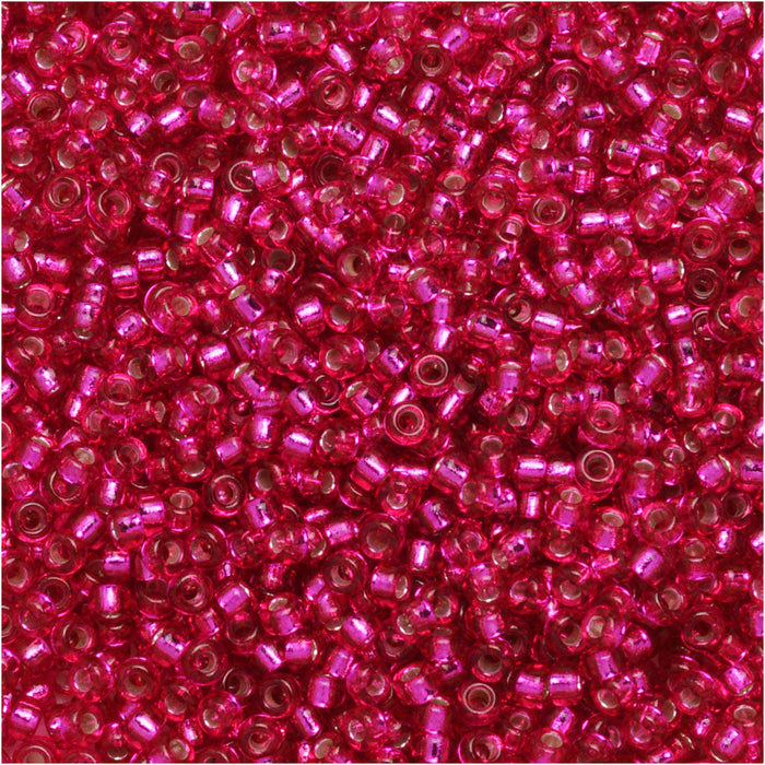 Miyuki Round Seed Beads, 15/0, #91436 Silver Lined Raspberry Transparent (8.2 Gram Tube)
