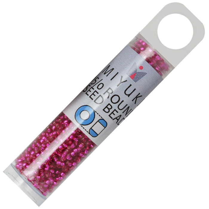 Miyuki Round Seed Beads, 15/0, #91436 Silver Lined Raspberry Transparent (8.2 Gram Tube)