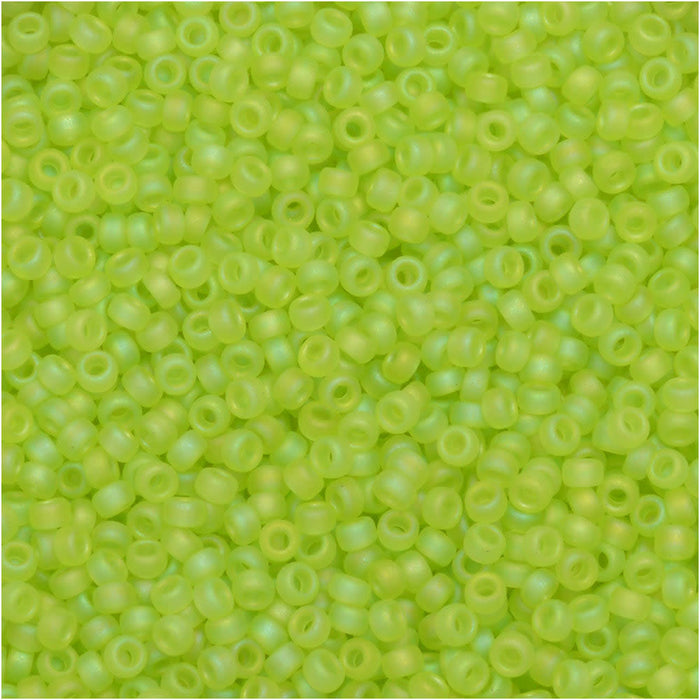 Miyuki Round Seed Beads, 15/0, #9143FR Matte Chartreuse AB (8.2 Gram Tube)