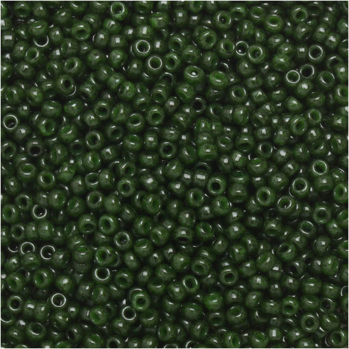 Miyuki Round Seed Beads, 15/0, #91488 Dyed Opaque Forest (8.2 Gram Tube)